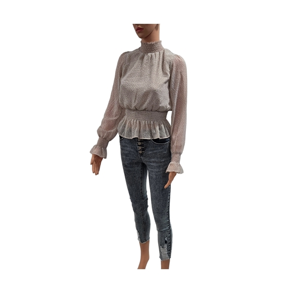 Chic Cream Long Sleeve Blouse - Picture 4 of 11